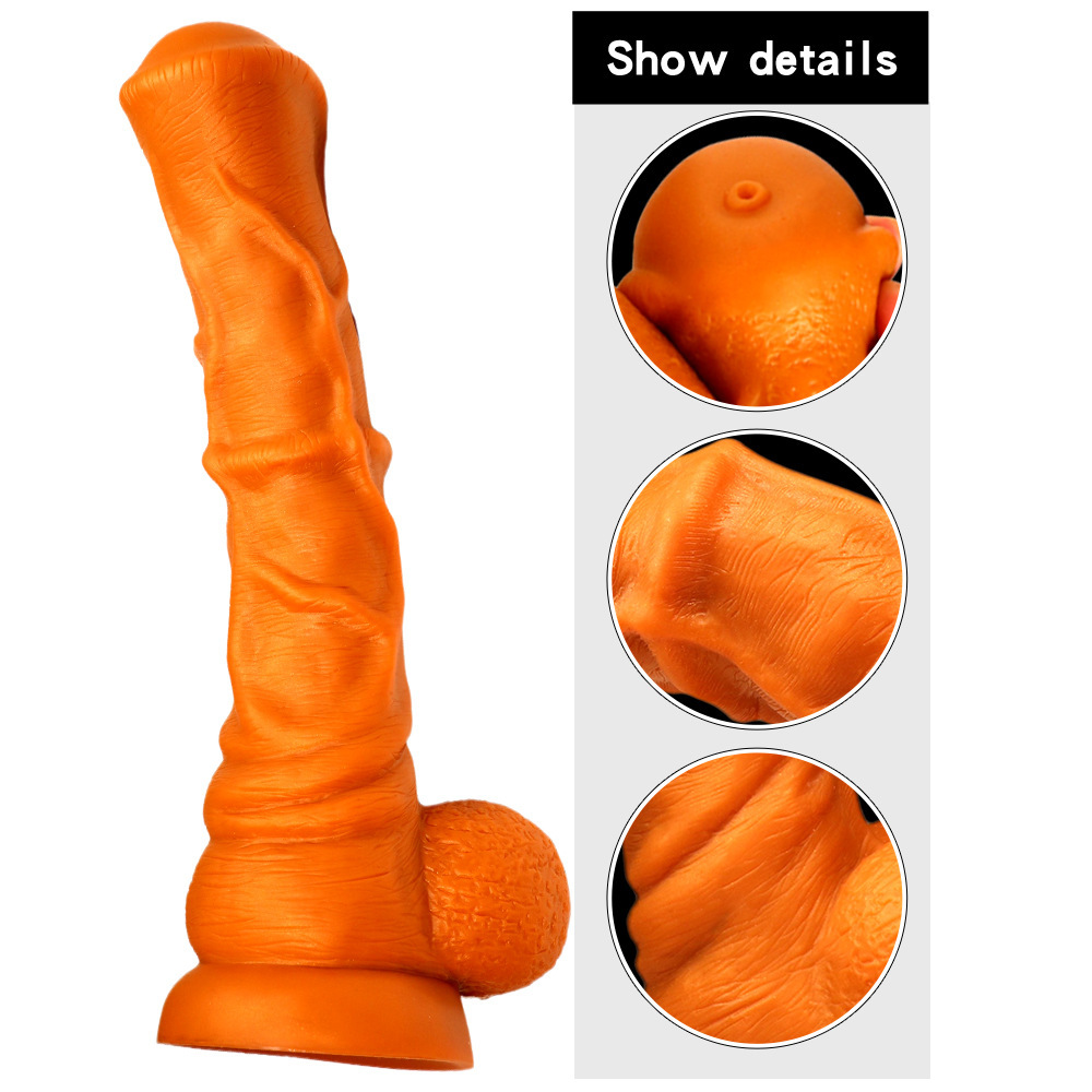 马茎四款金色液态硅胶假阳具女用器具动物马屌出口跨境亚马逊