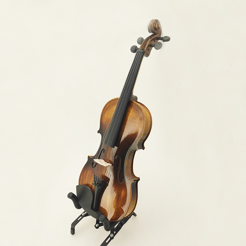 拉弦乐器批发椴木亮光复古色4/4小提琴 学生成人初学练习演奏提琴