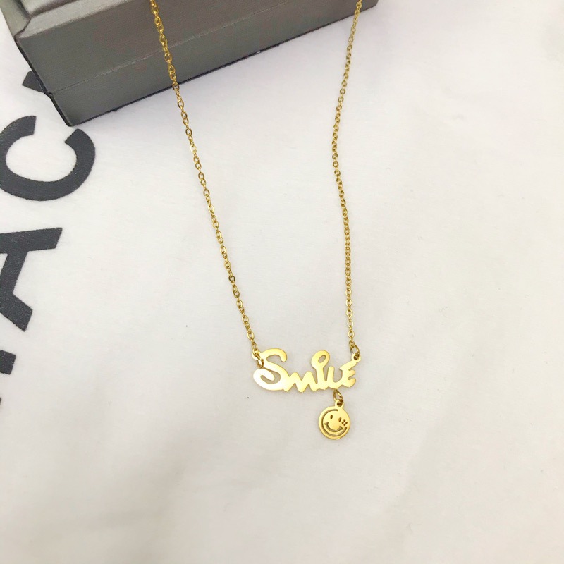 钛钢不掉色英文项链女网红锁骨链14k金字母小众简约气质个性礼物