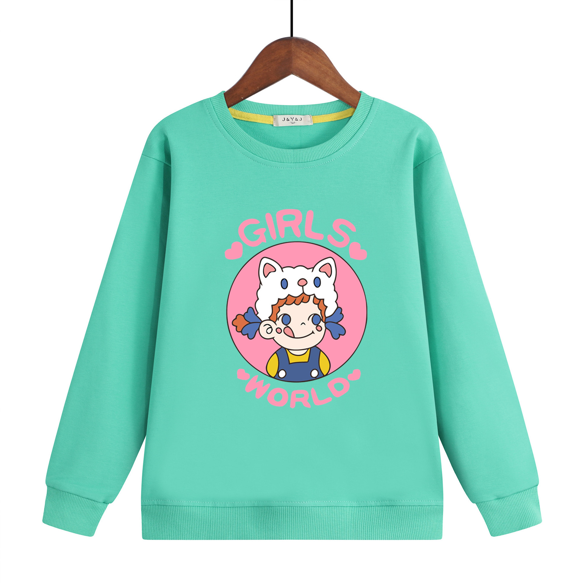 久丫久男童女童圆领卫衣2020秋款儿童卡通图案长袖t恤打底卫衣