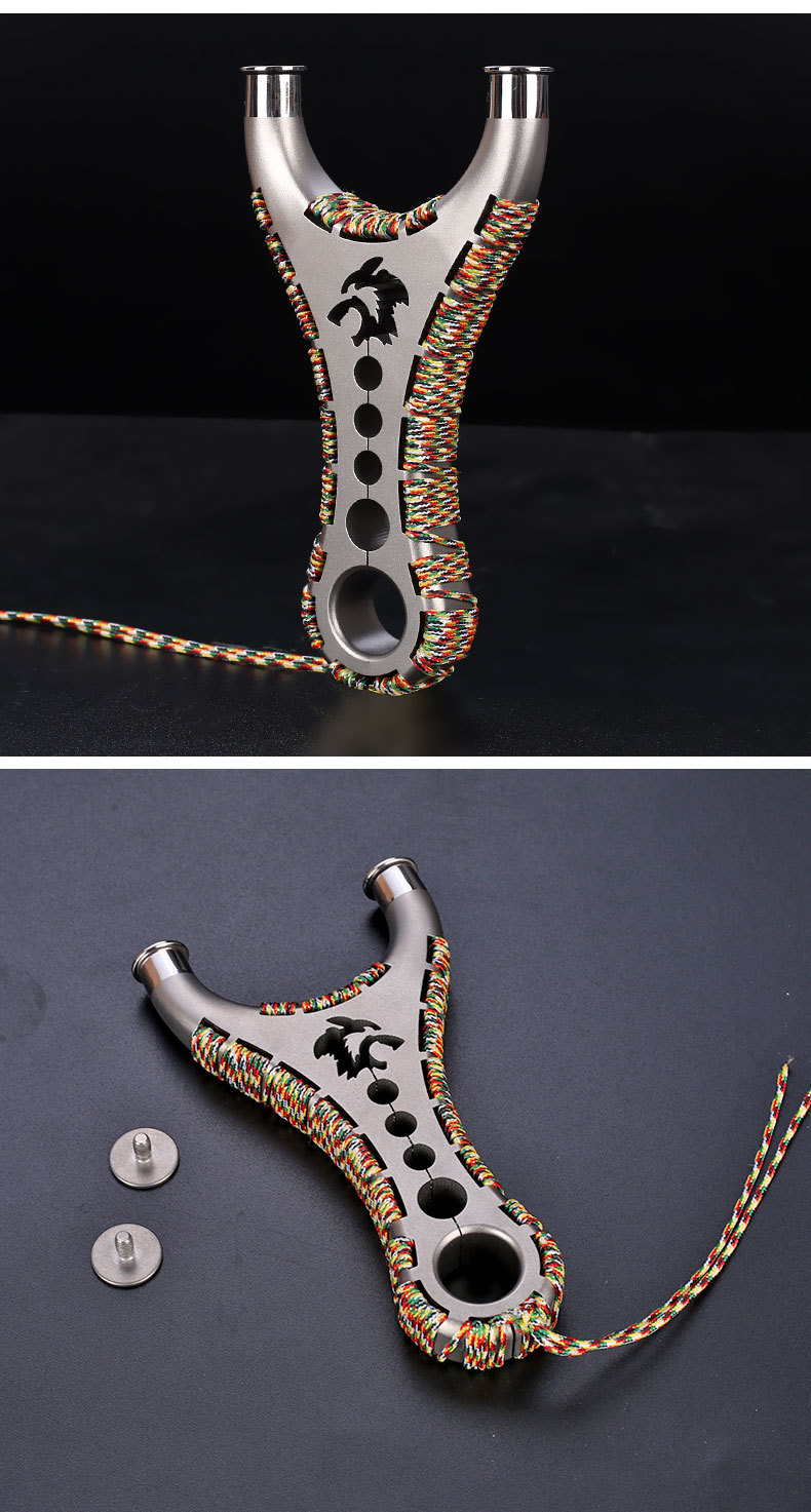 钛合金弹弓飞虎叉可拆卸花瓶撑头怒狼tc21狼头弹弓高精度扁皮筋弓