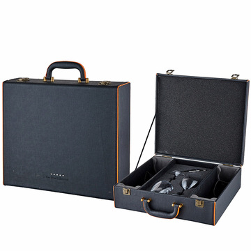 弘鑫双支红酒盒 葡萄酒包装礼盒2支装葡萄酒盒带杯子皮盒皮箱