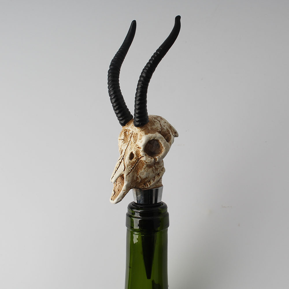 创意立体羚羊角头骨酒塞硅胶圈锌合金红酒瓶塞骷髅保鲜塞吧台酒具