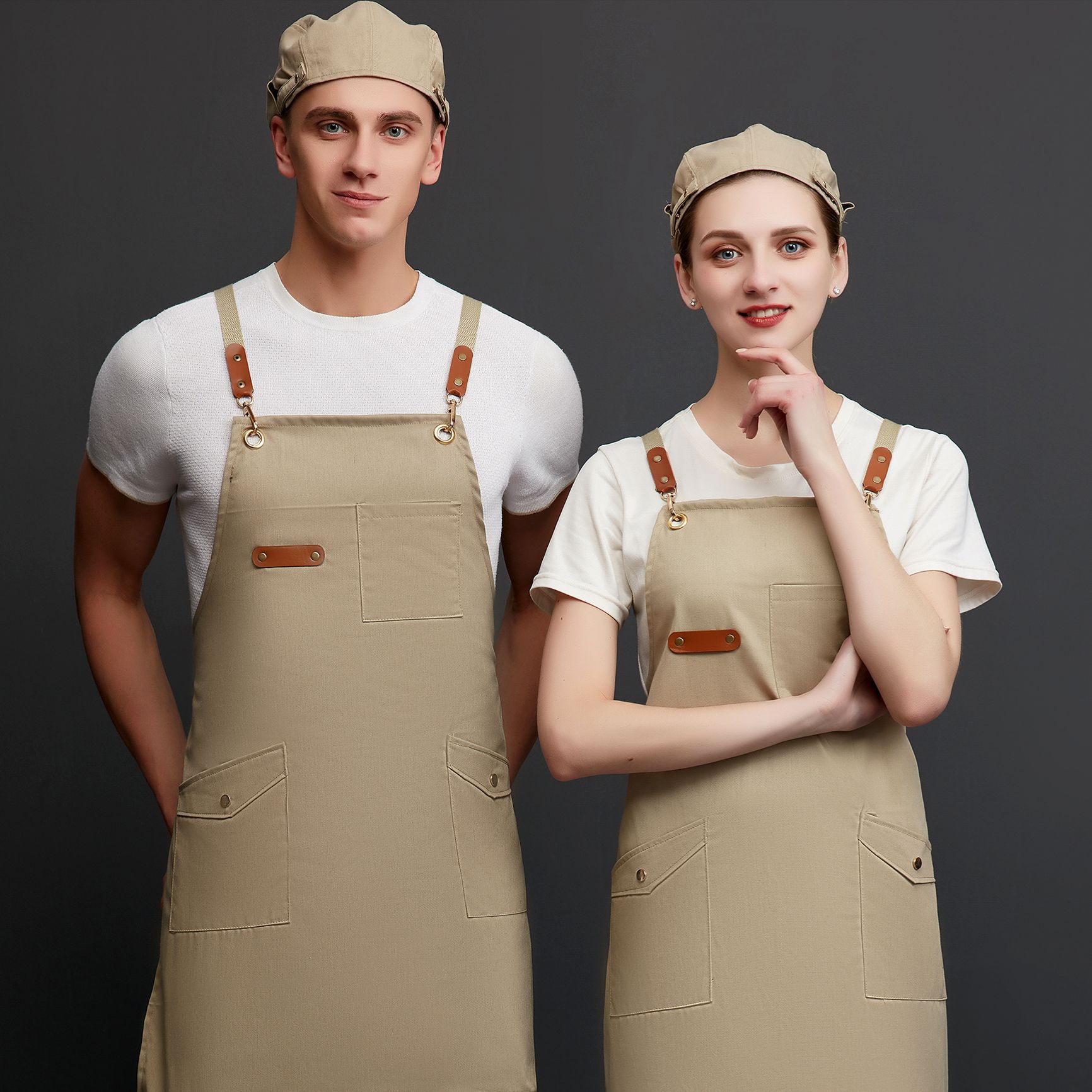 围裙定制定做印字时尚纯棉防油服务员工作服厨房餐厅烘焙奶茶店女