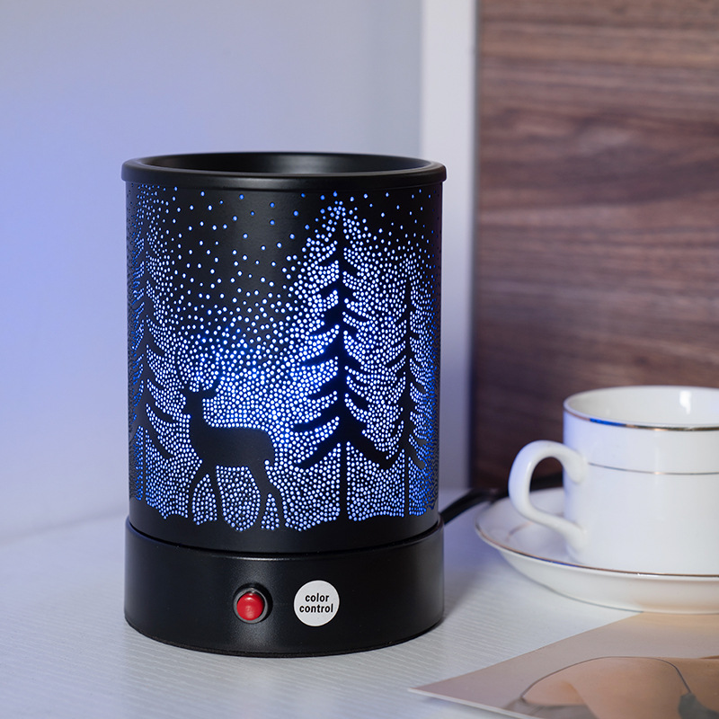 Cross-Border New Arrival Household Fragrance Lamp 04 Iron Materials Fragrant Led Cylindrical Forest Deer Pattern Light