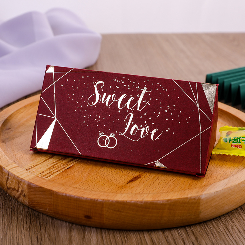 巧克力三角形森系糖果盒烫金喜糖盒子婚庆伴手礼盒喜糖礼品包装盒