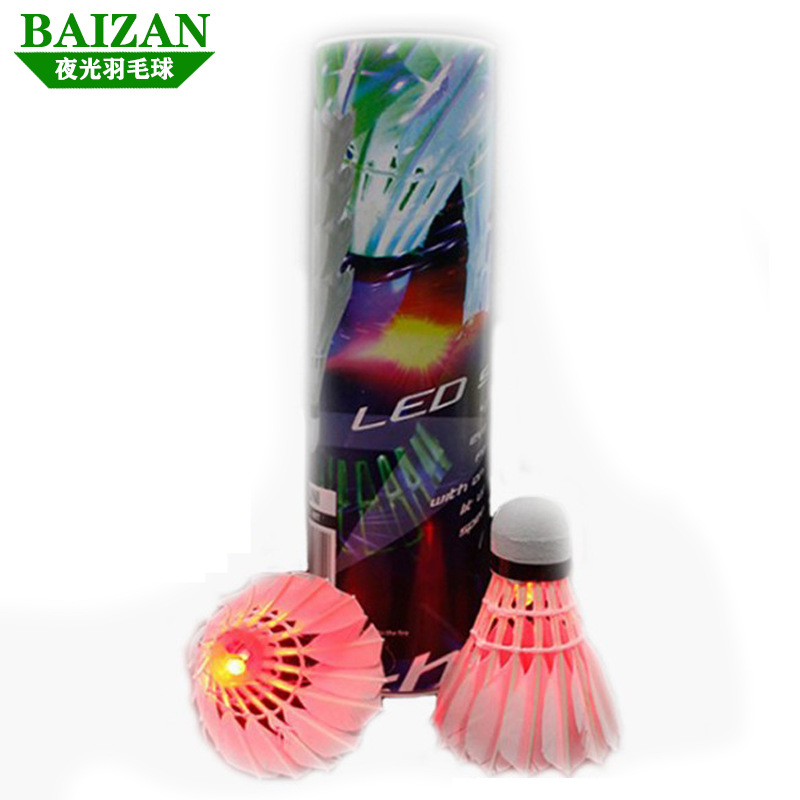 Amazon Colorful Glowing Creative White Goose Fur Ball 4 Pack Training Entertainment Led Badminton Factory in Stock Wholesale