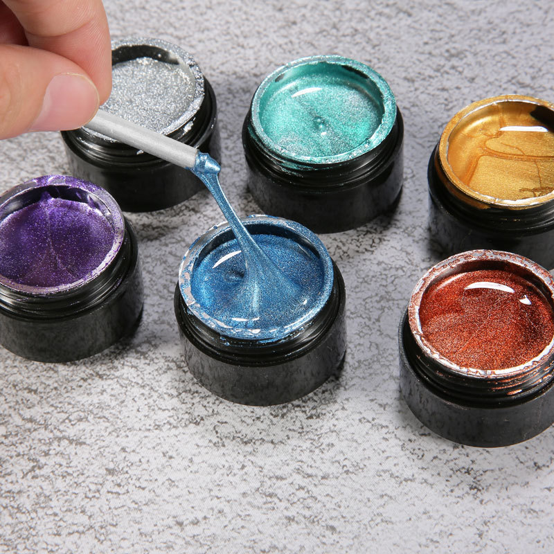 美甲金属铜丝胶迷你小罐日式美甲金属彩绘胶镜面胶拉线胶