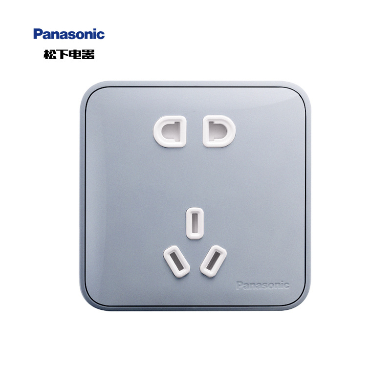 panasonic 松下开关插座 格彩系列晶钻灰 五孔双usb插座 86型暗装
