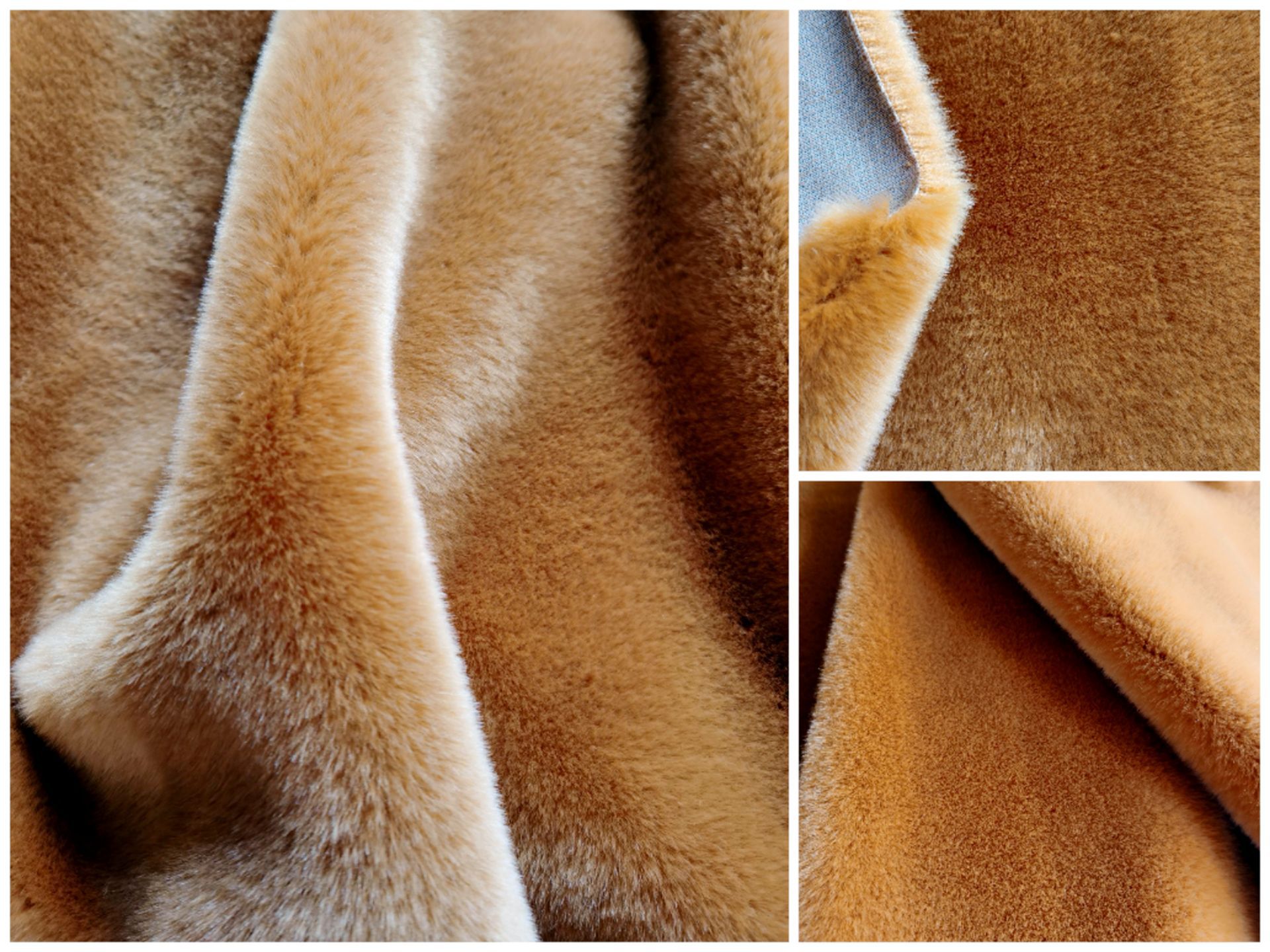 厂家直销 柔软棕色型毛绒布料 爽滑手感 人造毛皮