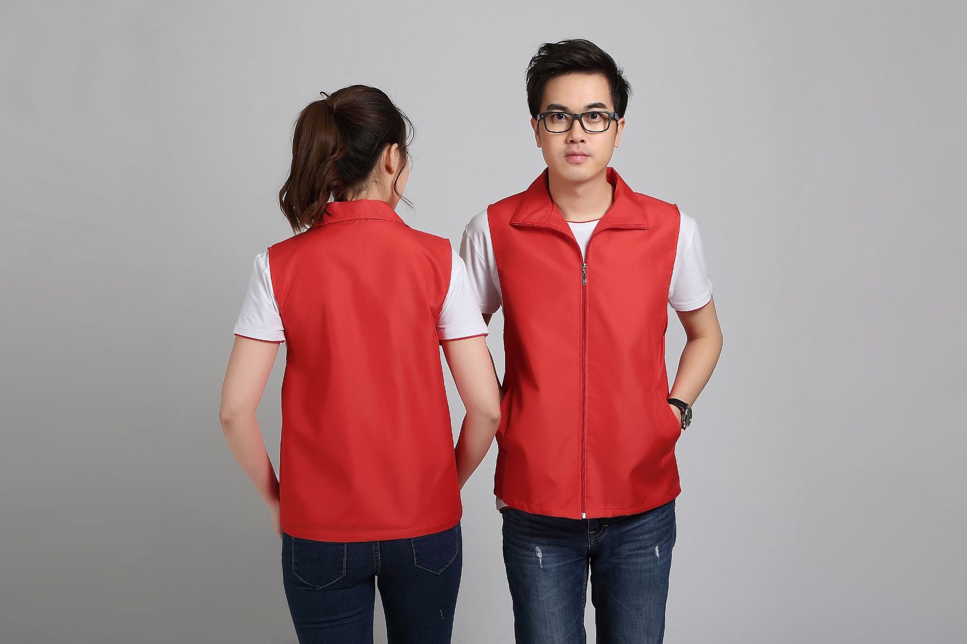 志愿者公益义工活动马甲定制logo文化衫印字红背心定做马夹工作服