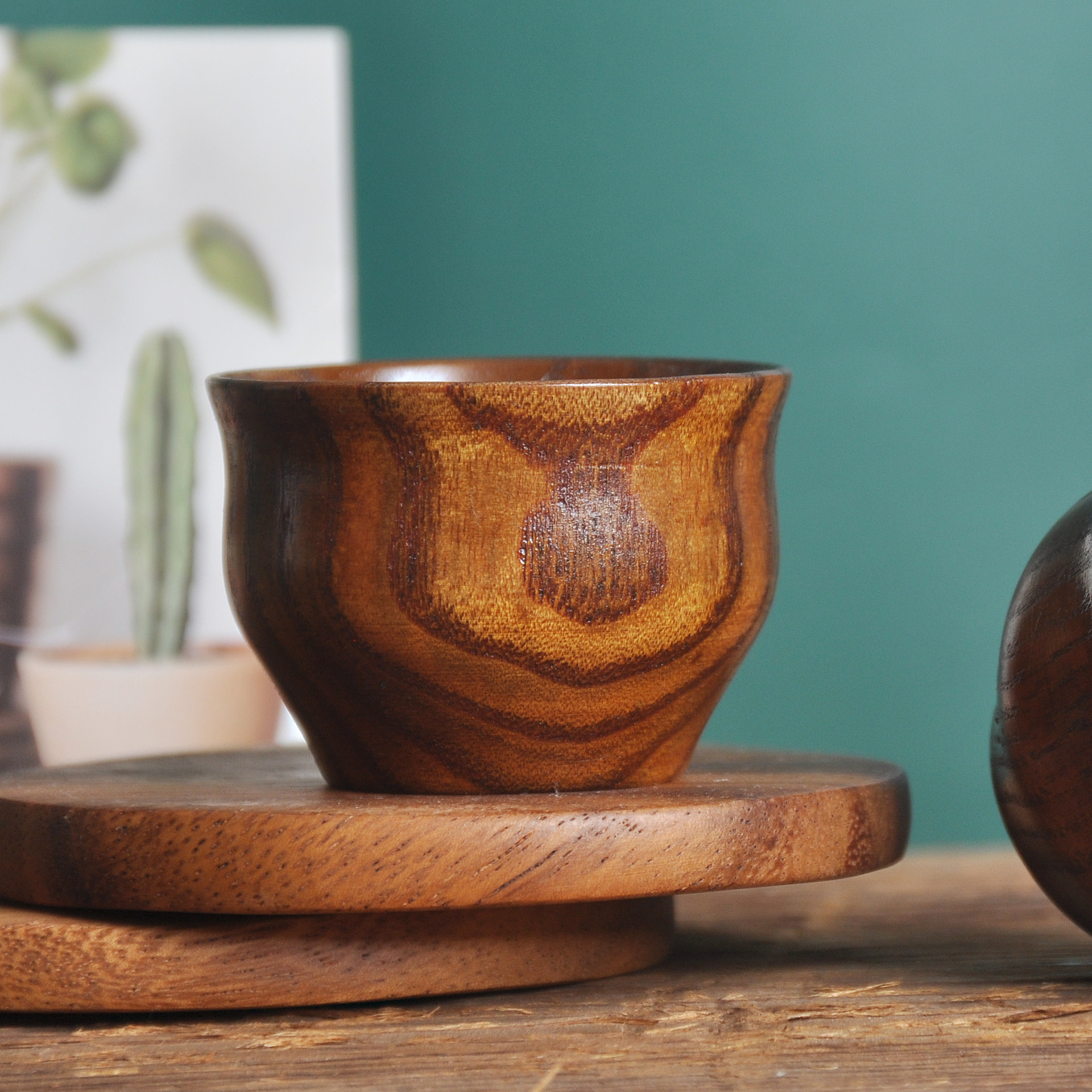日式原木小酒杯 实木纯手工水杯中国风杯子酸枣木质复古木头茶杯
