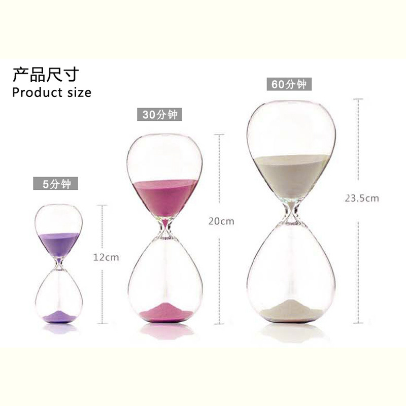 Factory Direct Sales Wholesale Sand Clock Timer Transparent Glass 5/10/30 Minutes/60 Minutes Hourglass