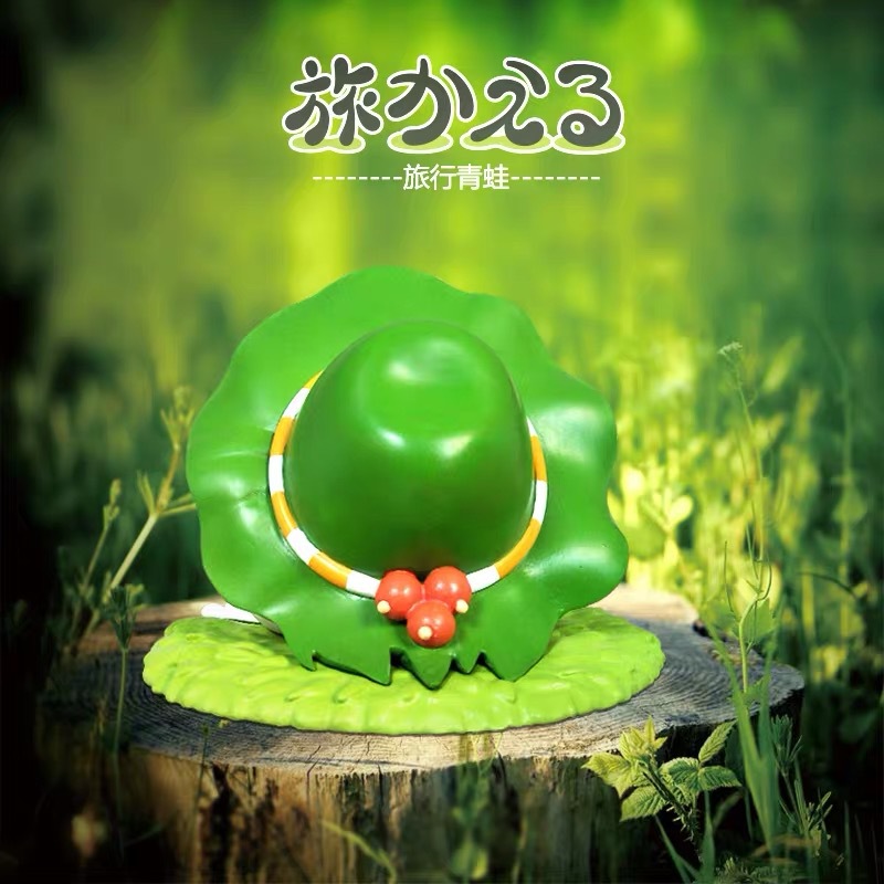 日本手办正品 旅行青蛙 树脂工艺品模型车载卡通动漫汽车摆件小