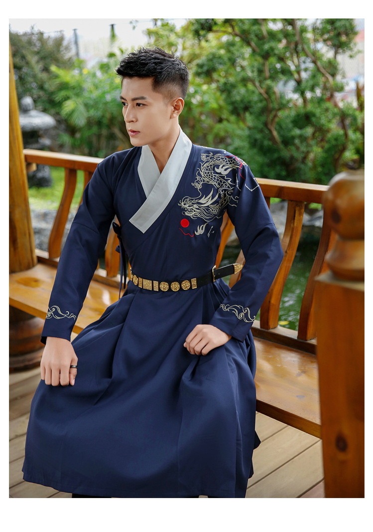2020秋冬改良刺绣青龙男女通款传统汉服明制曳撒箭袖外套风衣
