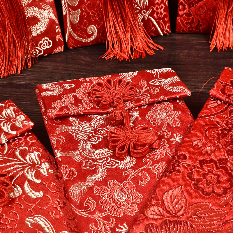 Creative Wedding Red Envelope Fabric Brocade Chinese Style Ten Thousand Yuan Fabric Red Envelope Festive Junior Saimen Wedding Red Packet Customization