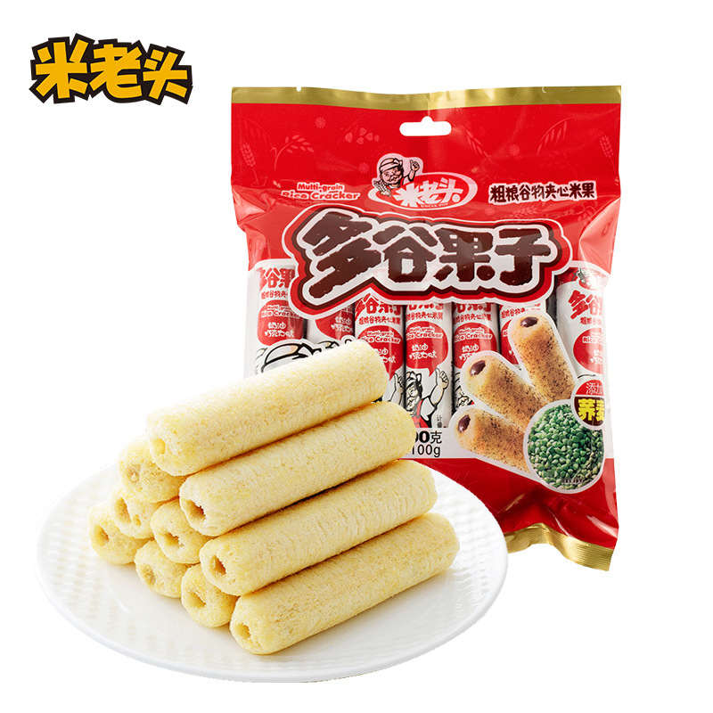 米老头多谷果子100g零食女生小吃休闲食品粗粮谷物夹心米果c