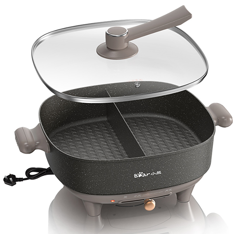 小熊电火锅电热锅不粘锅鸳鸯锅两档火力可调6升大容量dhg-c60p6