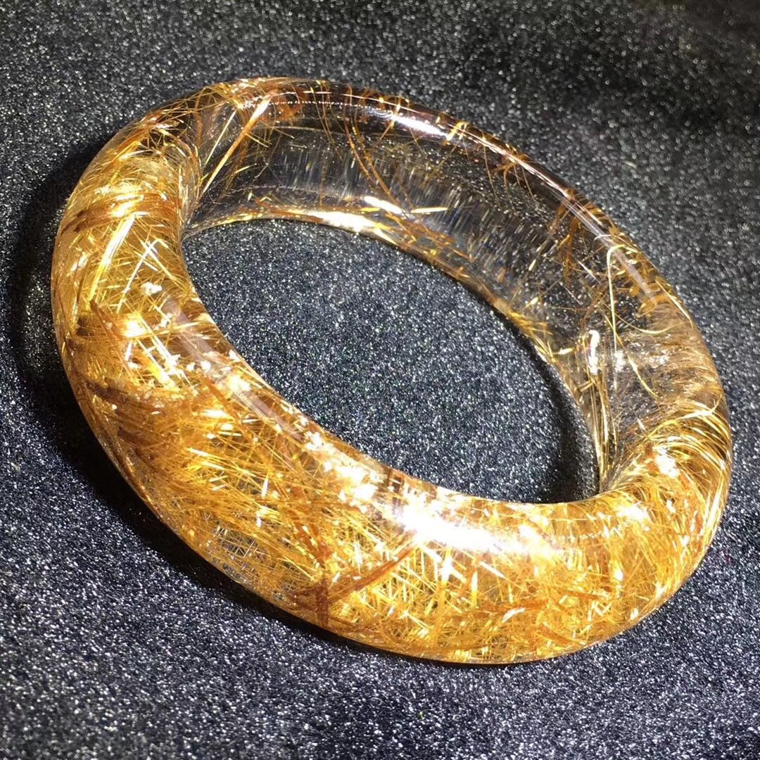 天然钛晶顺发发晶 钛晶板钛金发晶 金发手镯猫眼手链加宽版手镯