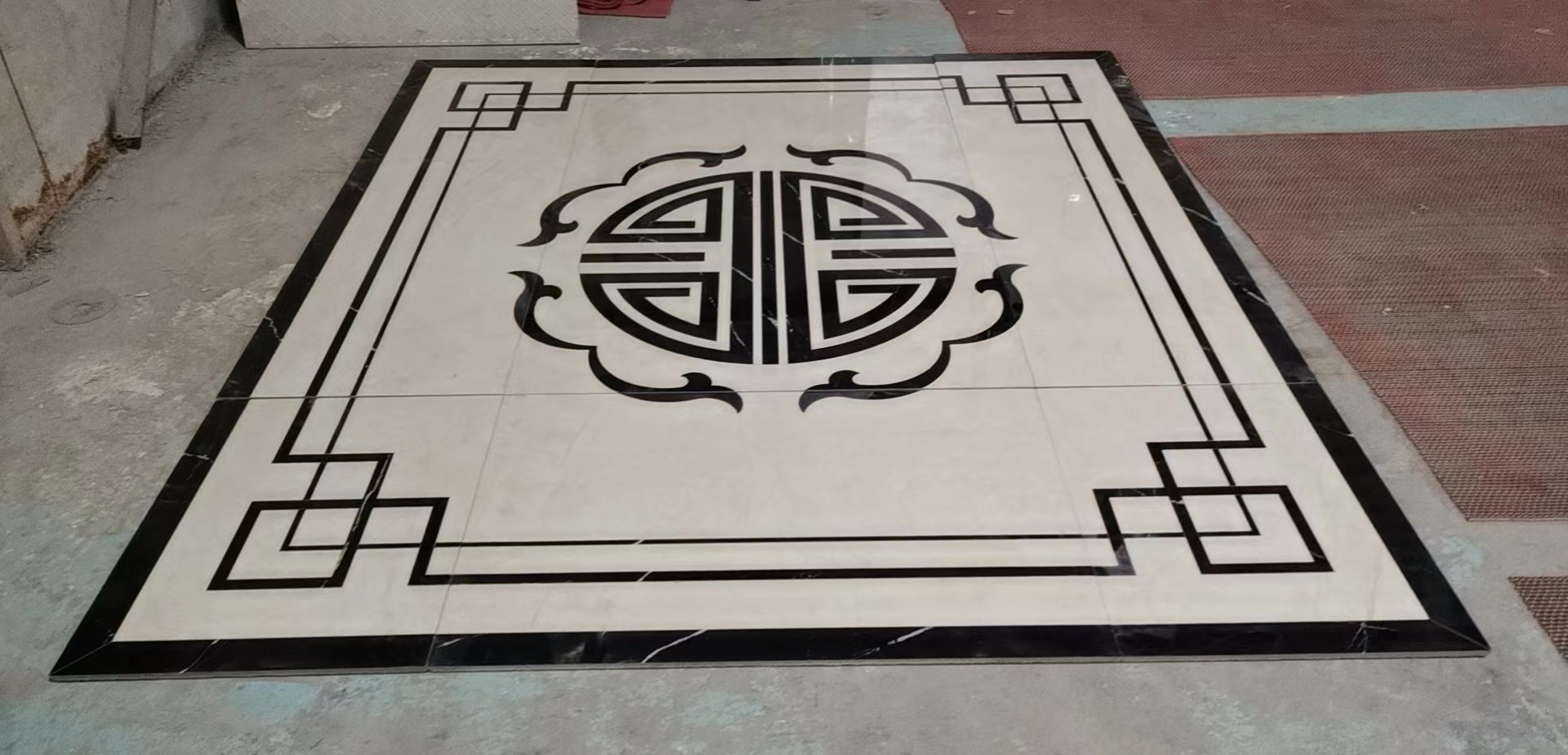 瓷砖水刀拼图客厅背景拼花大理石玄关地花砖过道抛光砖全抛釉墙花