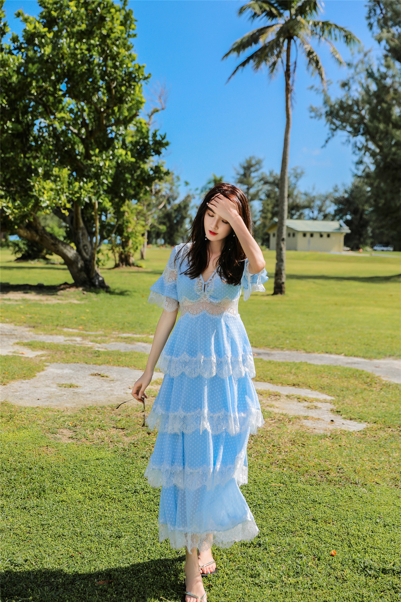 沙滩裙海边度假巴厘岛旅游拍照蛋糕裙长裙显瘦超仙连衣裙女xw330