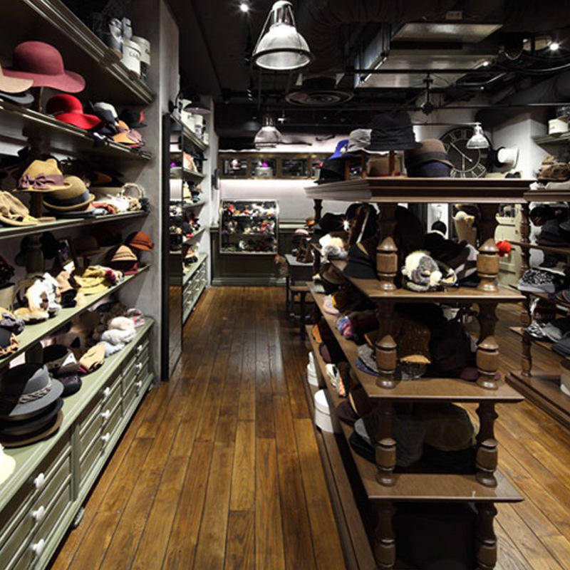 帽子展柜复古木质烤漆帽帽展示柜时尚帽架靠墙陈列高柜帽架展示