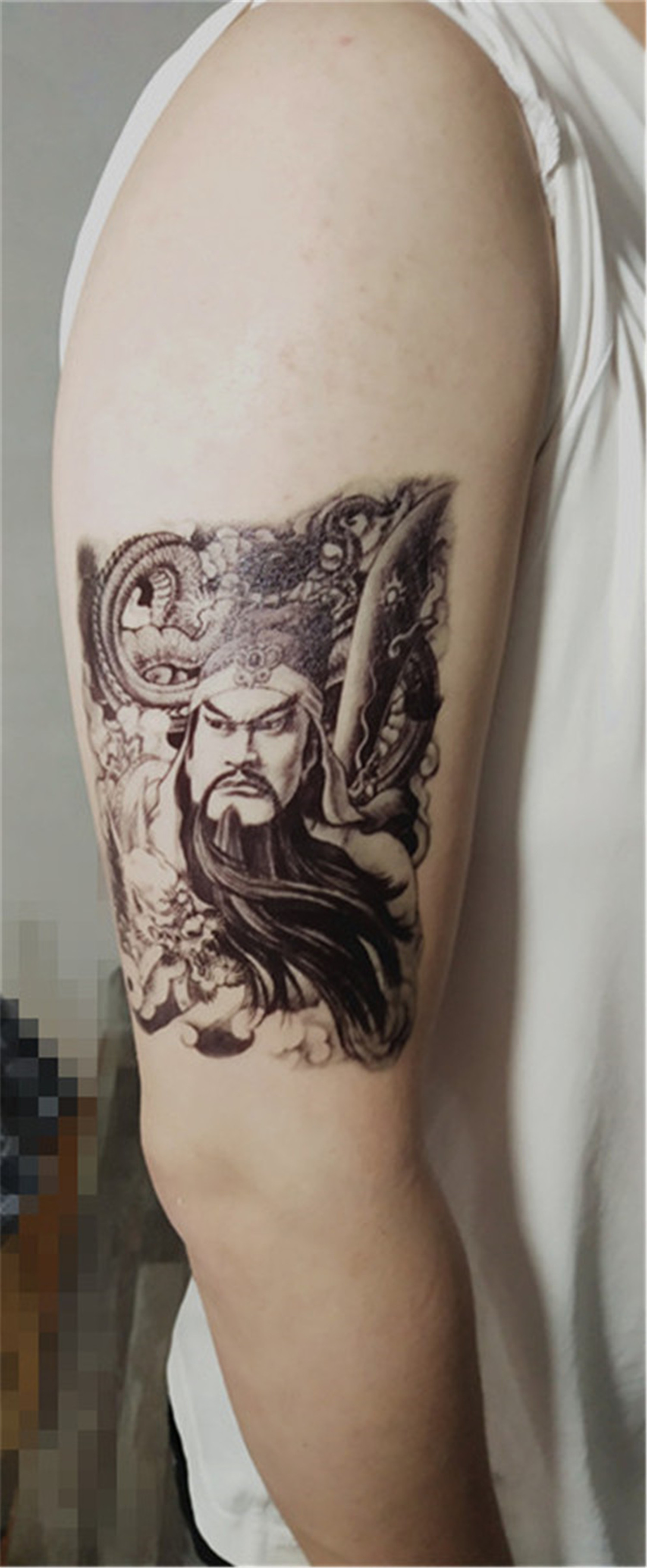 关公关二爷系列防水持久男女款个性刺青花臂半臂关羽关公纹身贴