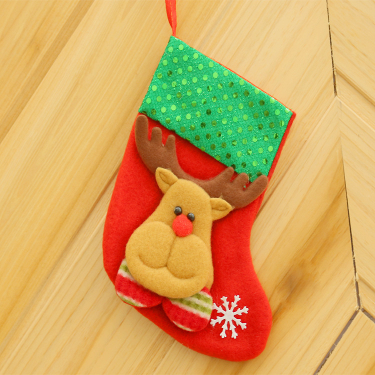 Creative Sequins Christmas Socks Gift Bag Pendant Christmas Tree Decorations Christmas Candy Bag Children Gift Bag