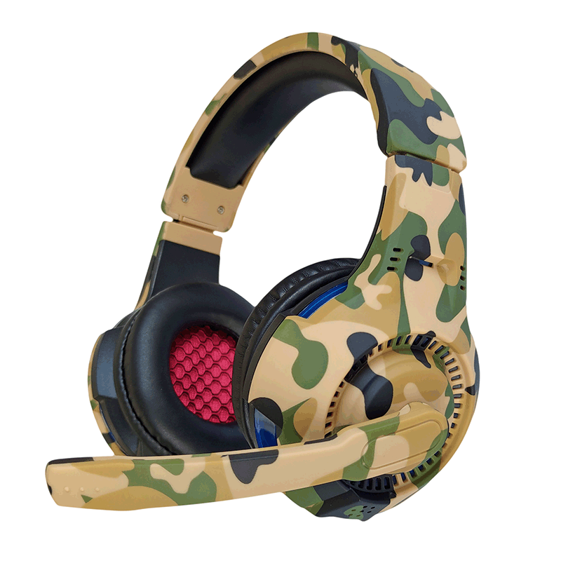 迷彩游戏有线头戴式耳机 插针3.55mm耳机 吃鸡开黑降噪耳机