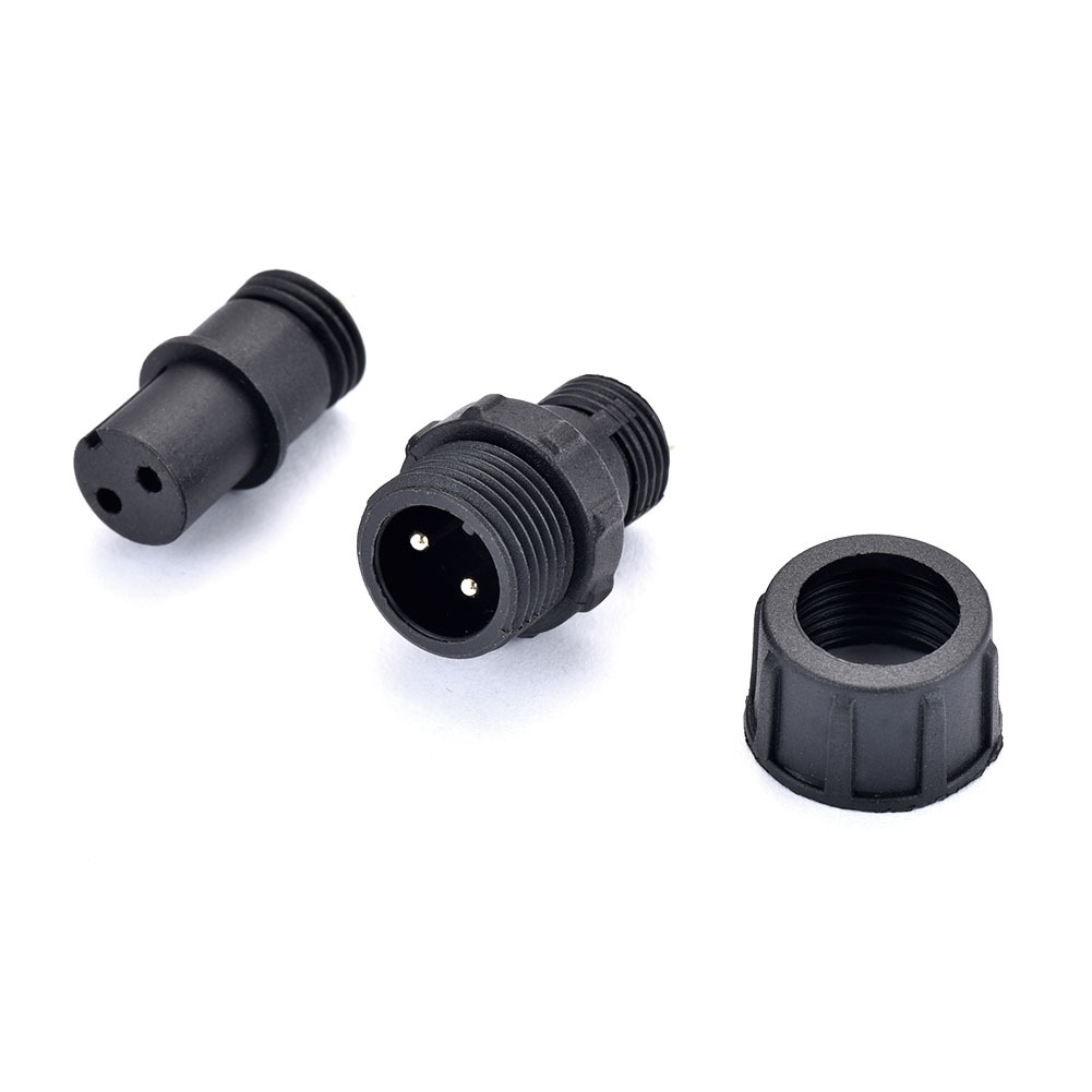 m12 2芯公母对插防水线接头5g通讯设备防水连接器led圆形防水插头