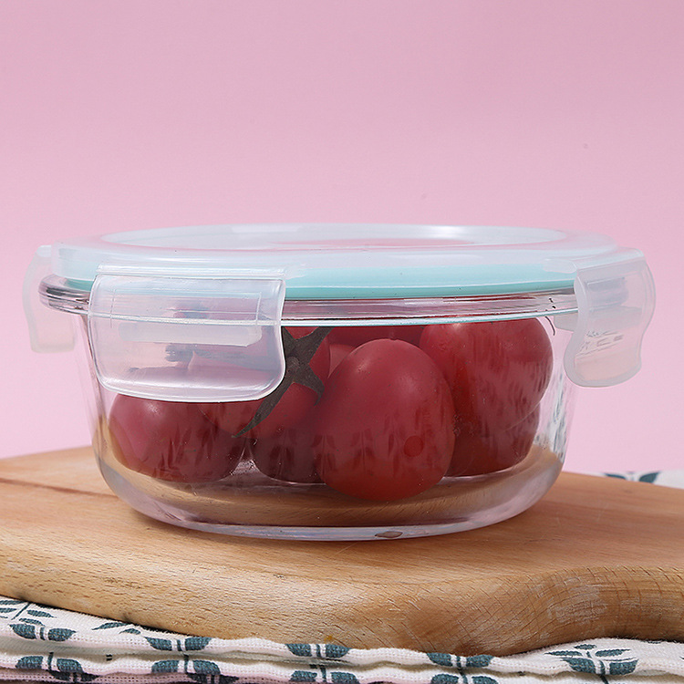 Heat-Resistant Glass Crisper Three-Piece Suit Office Lunch Box Microwave Oven Sealed Box Clear Glass Bowl