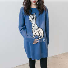 秋季新款孕妇装韩版卡通减龄孕妇毛衣宽松大码遮肚显瘦针织衫潮妈