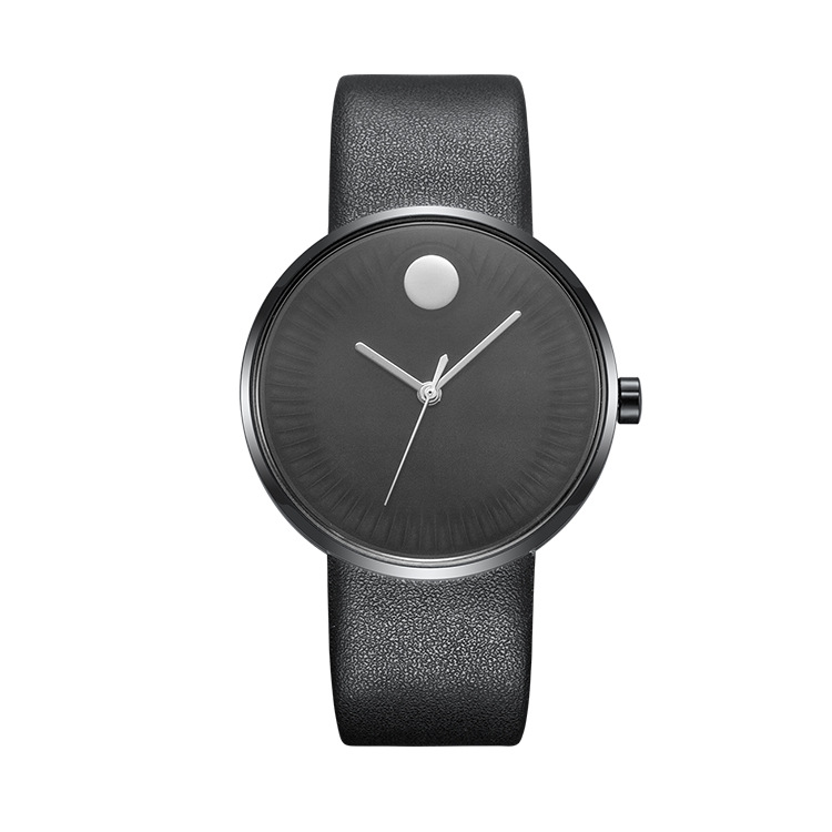 mk mike 米可男士休闲手表防水指针针扣黑色普通圆形石英休闲手表