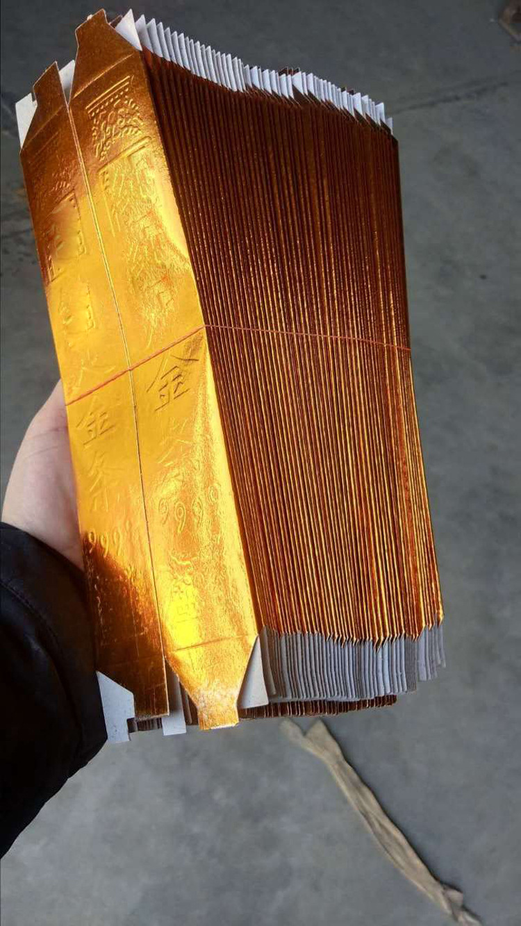 批发清明祭祀用烧纸免粘纸 金条 半成品折叠金条白事丧葬用品
