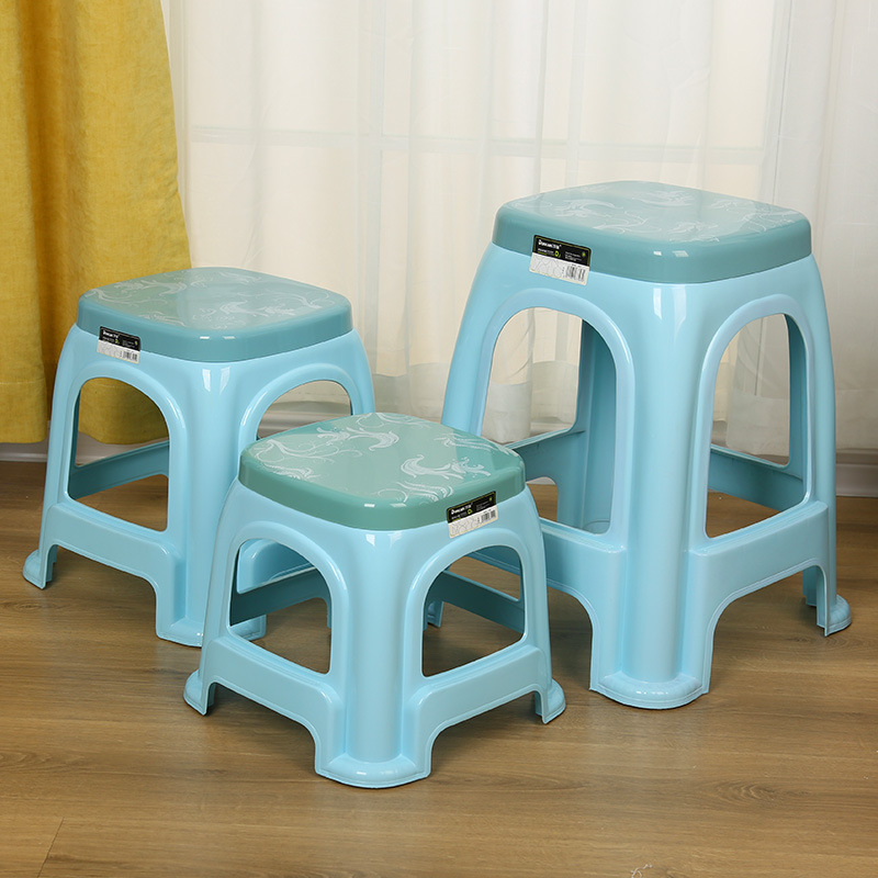 Factory Supply Double Color Printing Stool Plastic Stool Living Room Adult Plastic Chair round Stool Dining Table High Stool Square Stool Wholesale