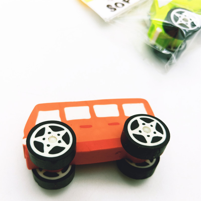 韩版3d卡通汽车迷你橡皮擦学生公交车交通橡皮擦幼儿园拼装橡皮批