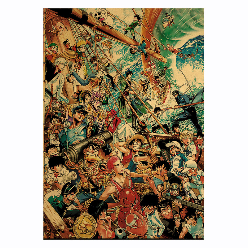 【c067】日本动漫人物合集 牛皮纸复古海报 咖啡厅 酒吧 装饰画