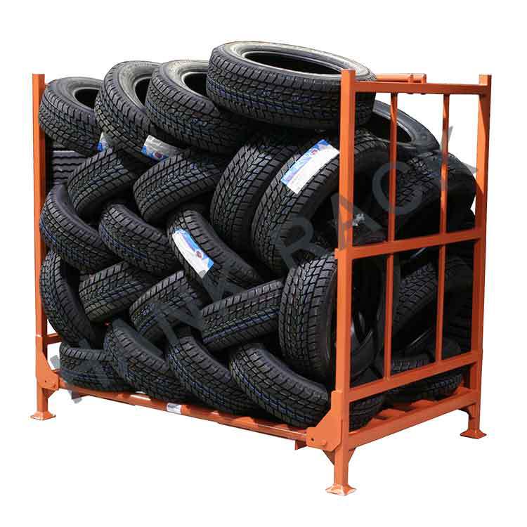 【汉克金属】1000kg折叠款双层轿车轮胎存储周转专用轮胎架