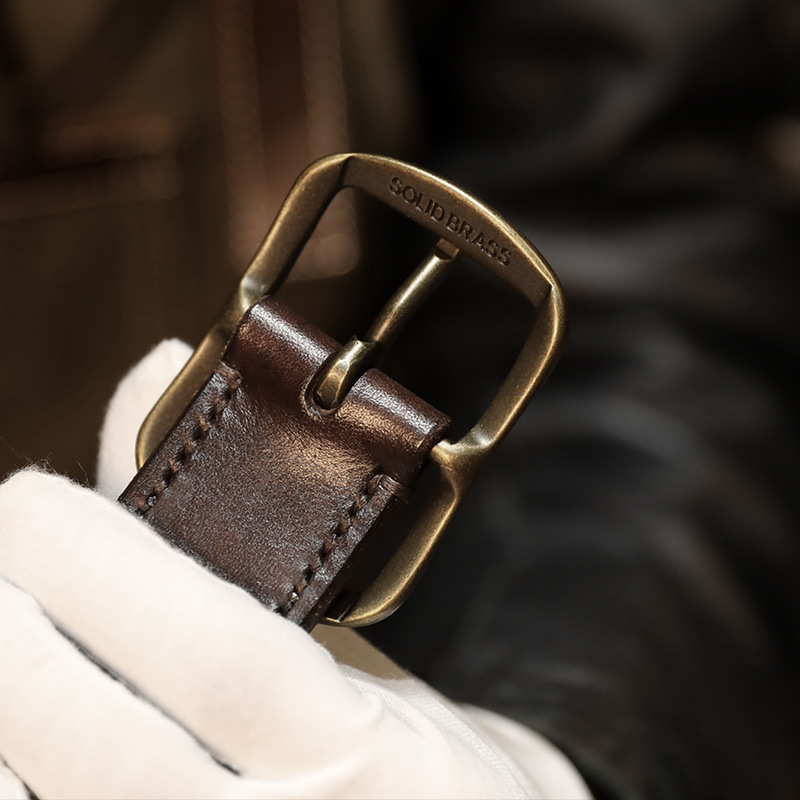 手工皮带定制男士复古纯铜日字扣腰带复古