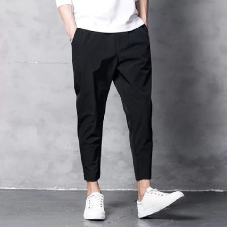 Spring and Summer Stretch Casual Pants Men's Ankle Length Pants Student Korean Style Loose Harem Pants Skinny Black Thin Ankle Banded Pants