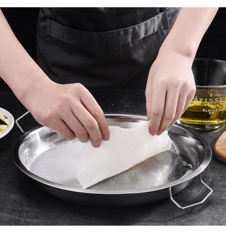 耀兴不锈钢凉皮盘凉皮锣锣家用糕盘圆盘多功能盘多尺寸带手柄双耳