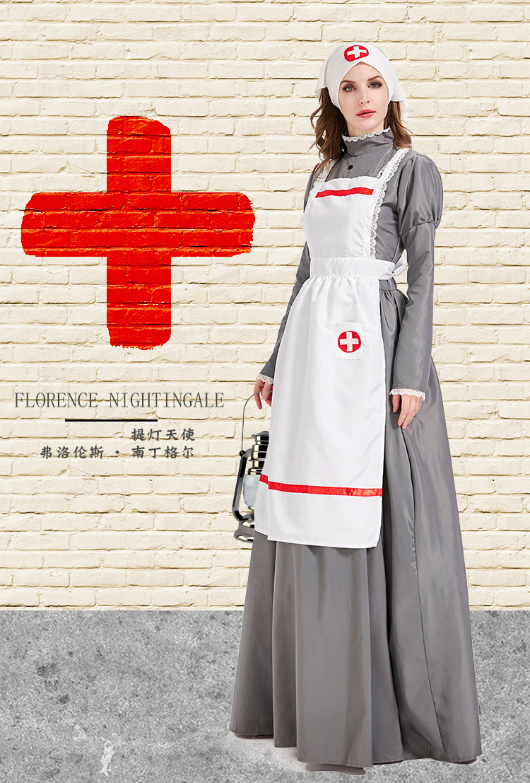 万圣节服装狂欢十九世纪欧洲护士服装 弗洛伦斯·南丁格尔表演服