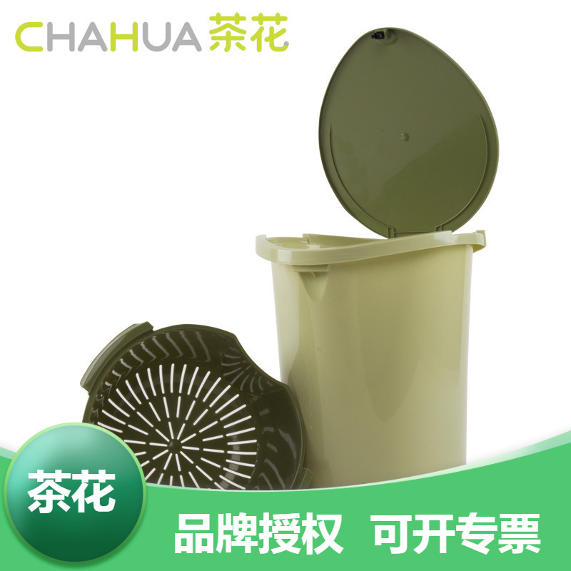 茶花 塑料加厚茶水桶排水桶茶渣桶茶叶带盖接管1521