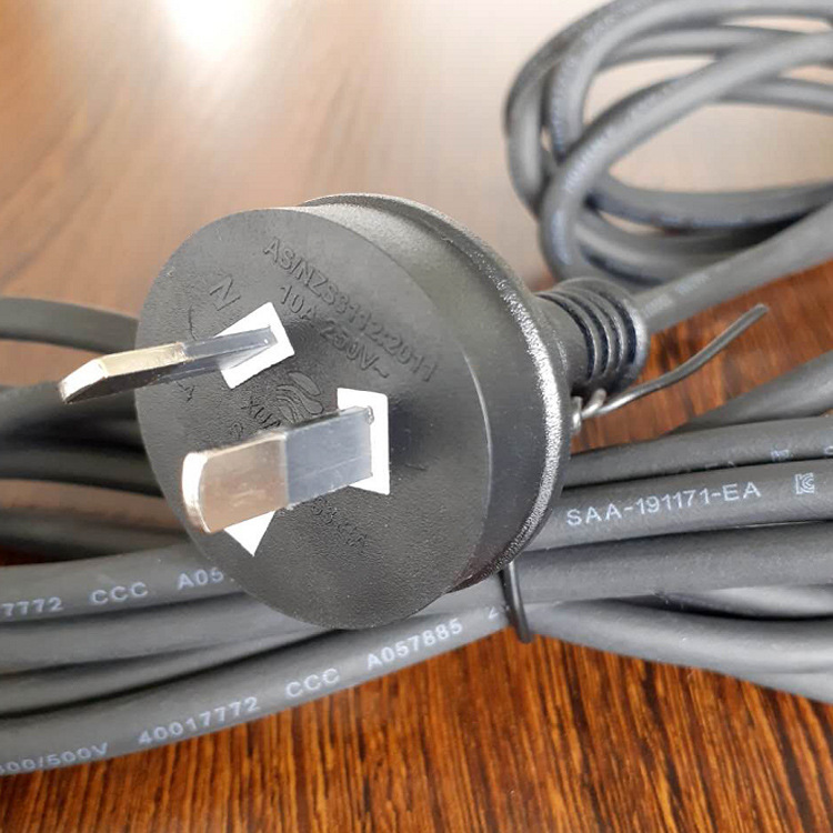 定制澳大利亚澳规插头纯铜2芯0.75平方saa认证澳标二插橡胶电源线