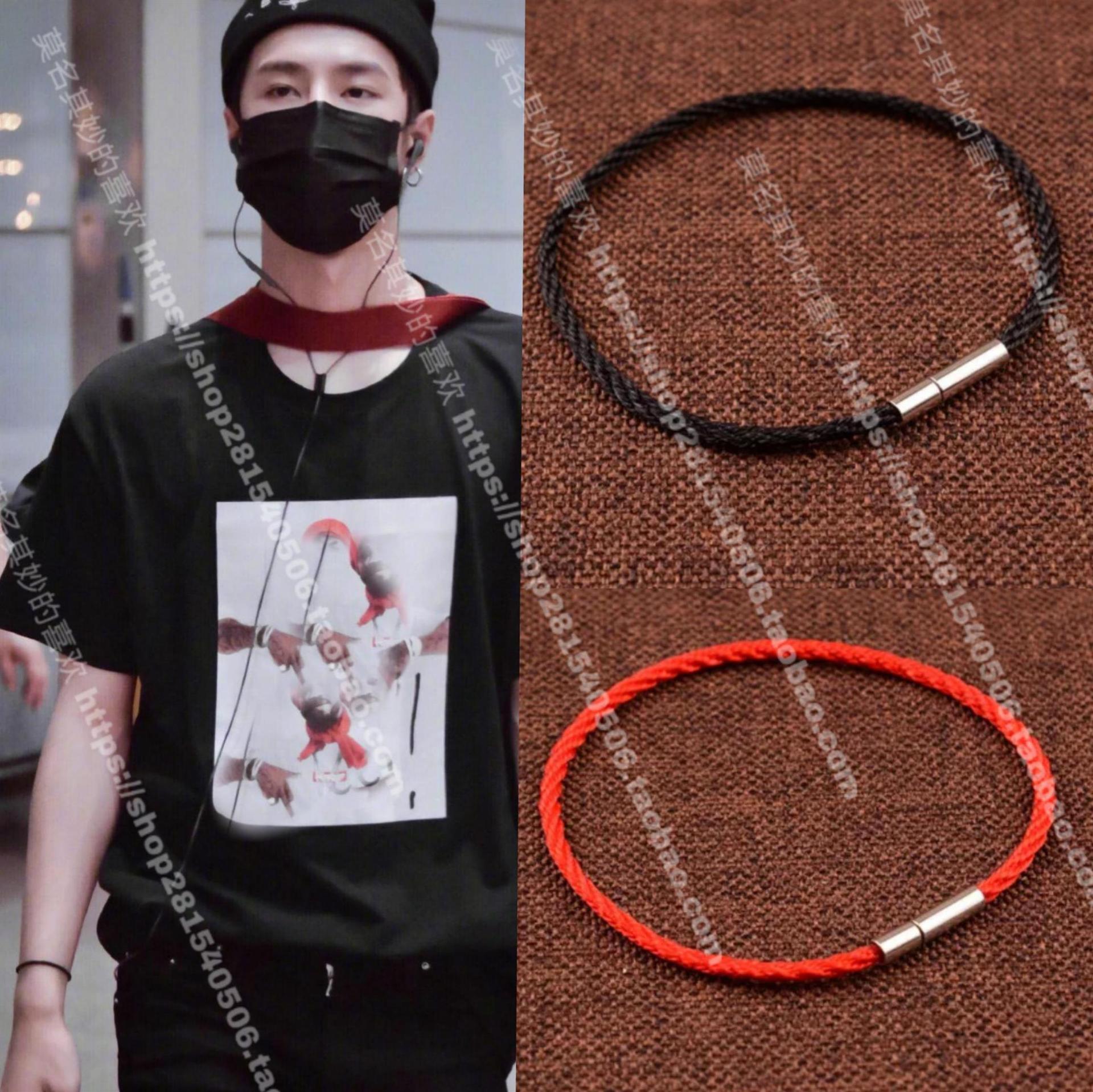 王一博同款手绳韩国细边手工编织黑色手链男女学生本命年情侣手环