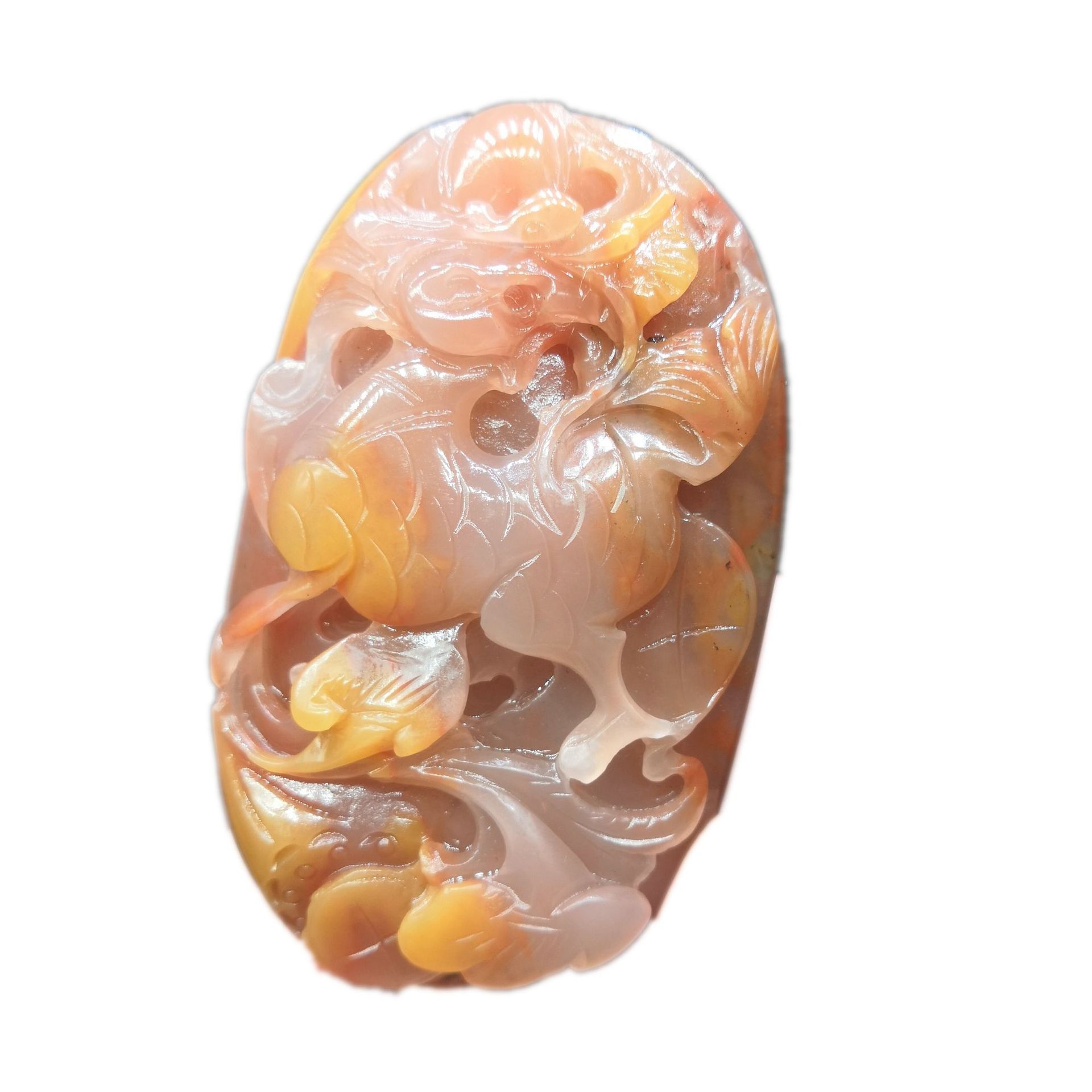 金丝玉把件 新疆克拉玛依戈壁玉麒麟手工雕刻把玩