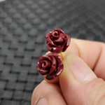 玉石耳钉紫金沙玫瑰花耳钉鸡血红玉耳钉花开富贵女款耳钉玉耳坠