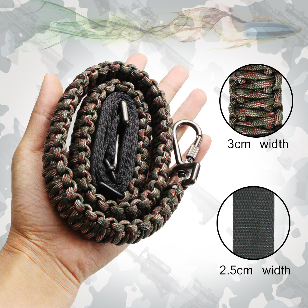 户外战术多功能枪背带伞绳编织安全带可调节枪吊带野营狩猎枪背带