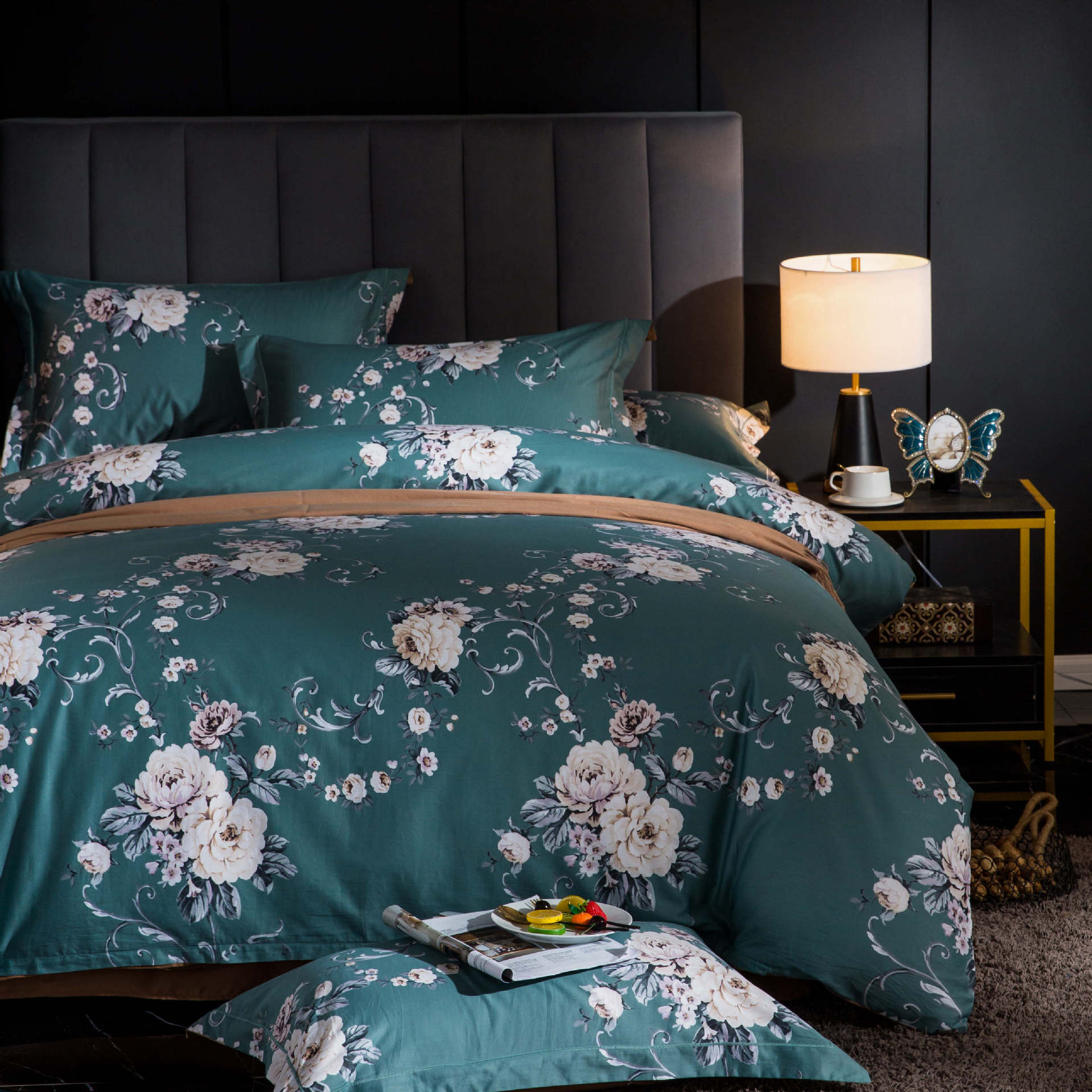 美国花雨伞 60支长绒棉四件套 花香200x230cm