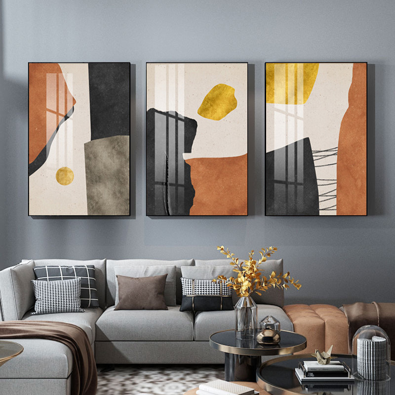 轻奢客厅装饰画沙发后背景墙壁三联画现代简约挂画室内大气晶瓷画